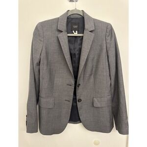 J.Crew Women's Super 120s Wool Blazer Gray 2-Button Lined Size 2 Career